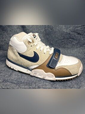 Nike Air Trainer 1 Mid Men Size 7.5 Leather/Suede Sneakers “Limestone” EUC